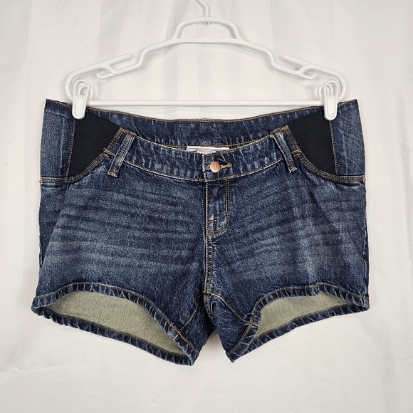 Isabel Maternity Midi Jean Shorts Size 6 Under Belly Expandable Panel Denim NWT - Picture 3 of 9